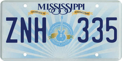MS license plate ZNH335