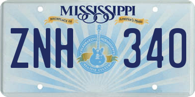 MS license plate ZNH340