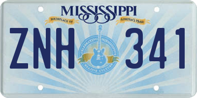 MS license plate ZNH341