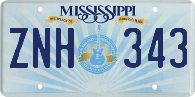 MS license plate ZNH343