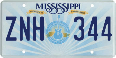 MS license plate ZNH344
