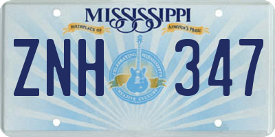 MS license plate ZNH347