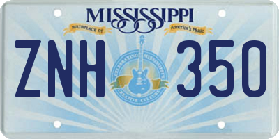 MS license plate ZNH350
