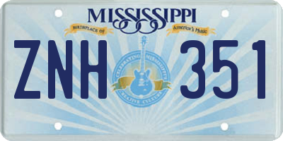 MS license plate ZNH351