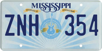 MS license plate ZNH354