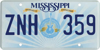 MS license plate ZNH359