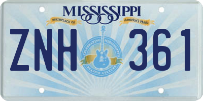 MS license plate ZNH361