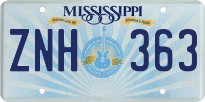 MS license plate ZNH363