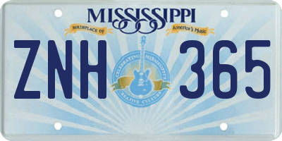 MS license plate ZNH365