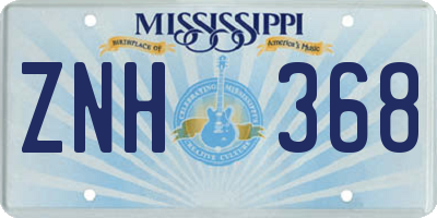 MS license plate ZNH368