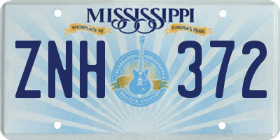 MS license plate ZNH372