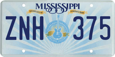 MS license plate ZNH375