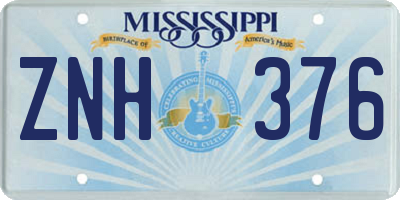 MS license plate ZNH376
