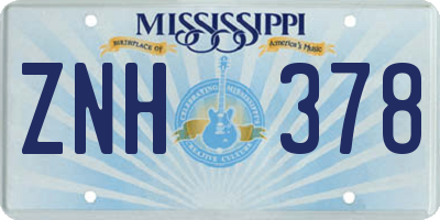 MS license plate ZNH378