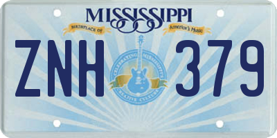 MS license plate ZNH379