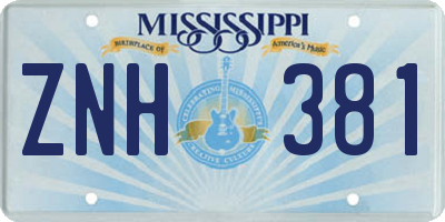 MS license plate ZNH381