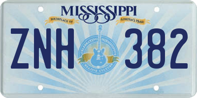 MS license plate ZNH382