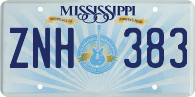MS license plate ZNH383
