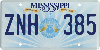MS license plate ZNH385