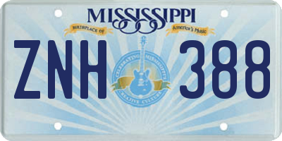 MS license plate ZNH388