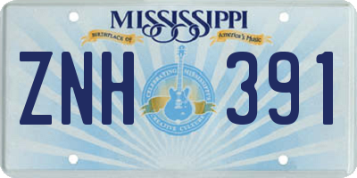 MS license plate ZNH391