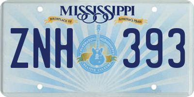 MS license plate ZNH393