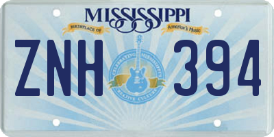 MS license plate ZNH394