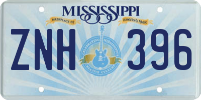MS license plate ZNH396