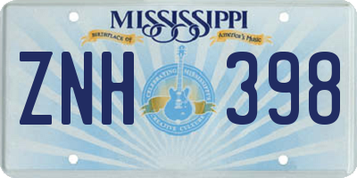 MS license plate ZNH398
