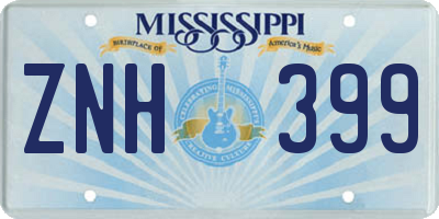 MS license plate ZNH399