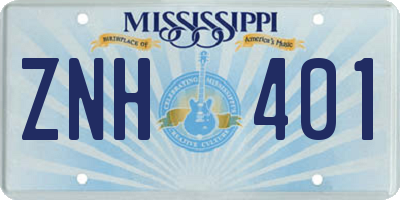 MS license plate ZNH401
