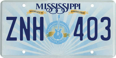 MS license plate ZNH403