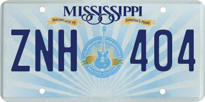 MS license plate ZNH404