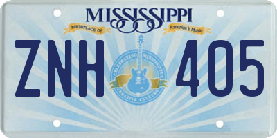 MS license plate ZNH405