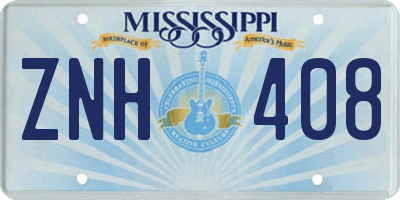 MS license plate ZNH408