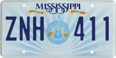 MS license plate ZNH411