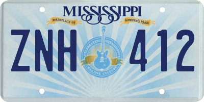 MS license plate ZNH412