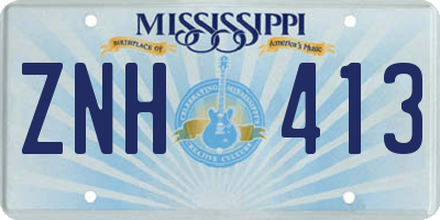 MS license plate ZNH413