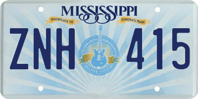 MS license plate ZNH415