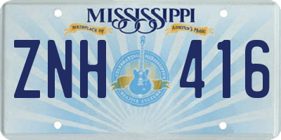 MS license plate ZNH416