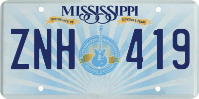 MS license plate ZNH419