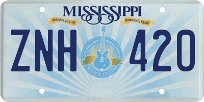 MS license plate ZNH420