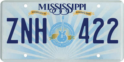 MS license plate ZNH422