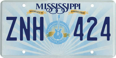 MS license plate ZNH424