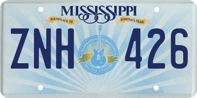 MS license plate ZNH426