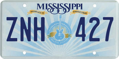 MS license plate ZNH427