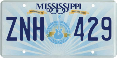 MS license plate ZNH429