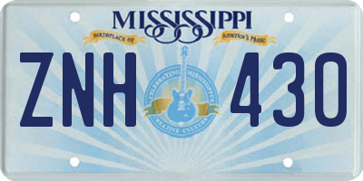 MS license plate ZNH430