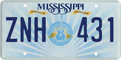 MS license plate ZNH431