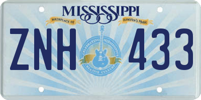 MS license plate ZNH433